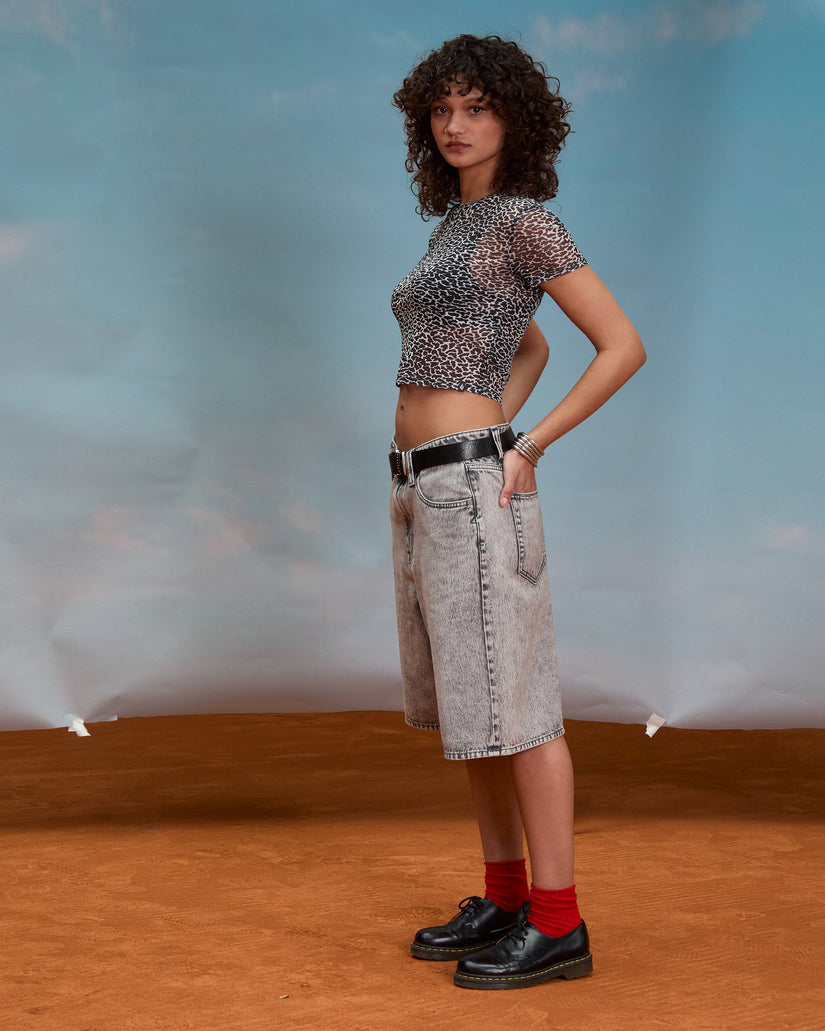 Rawly Knit Mesh Oberteil - Black White
